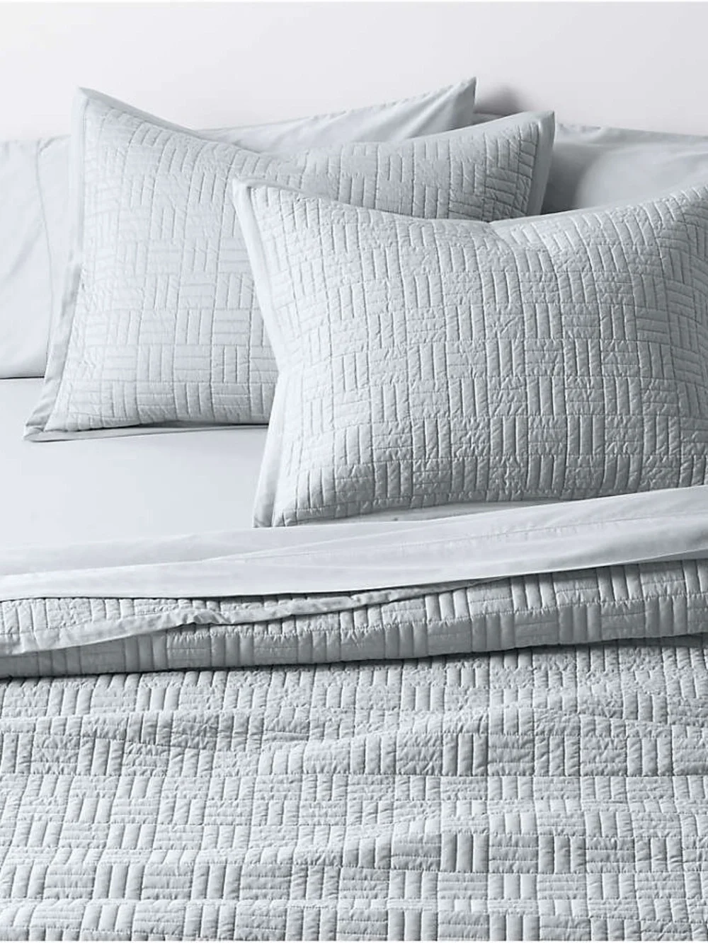 Crate&Barrel Light Gray Quilted Coverlet and Pillow Shams - Washed. Never used.